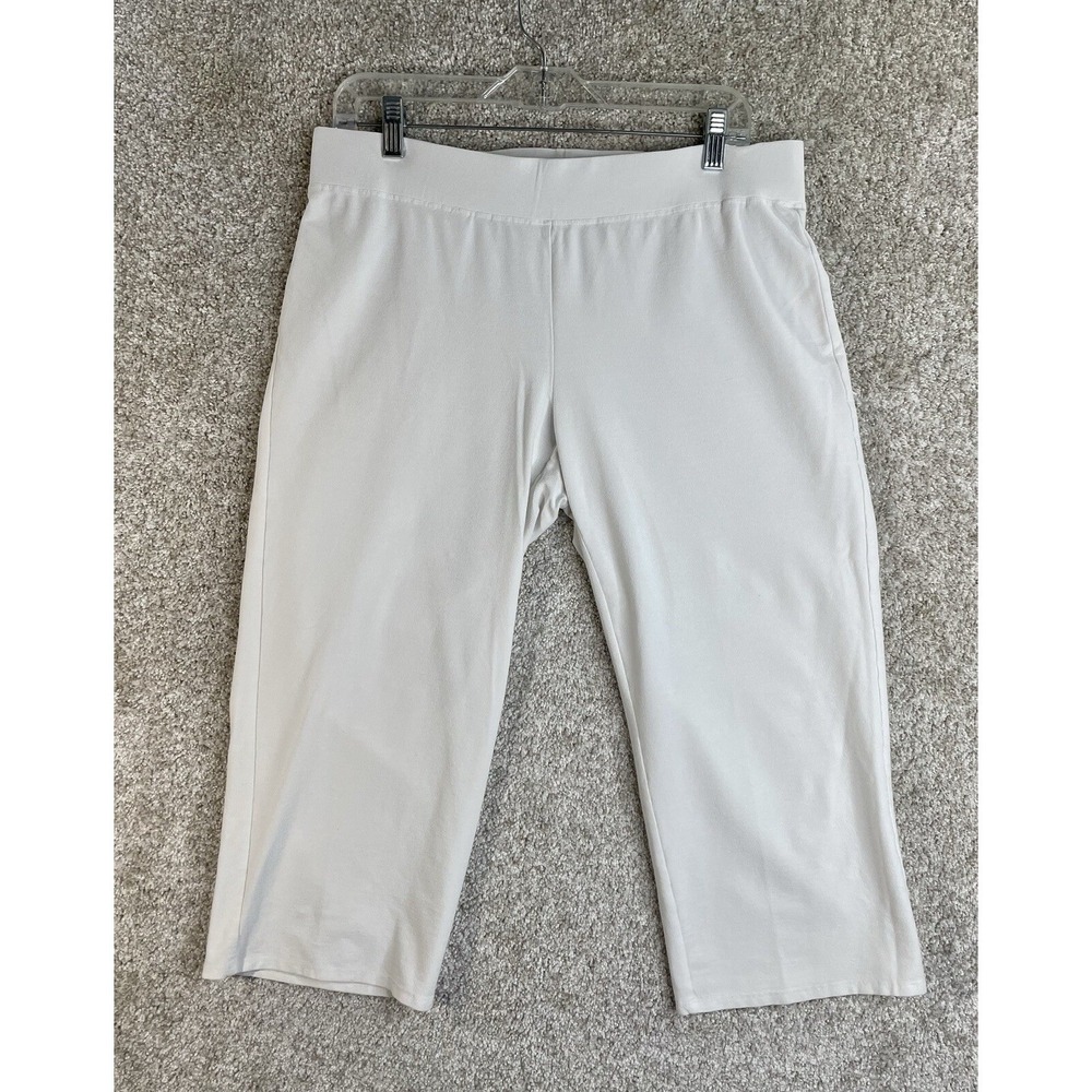 Eileen Fisher Pants  Women's Médium Crepe Ankle White Slim Leg Pull On